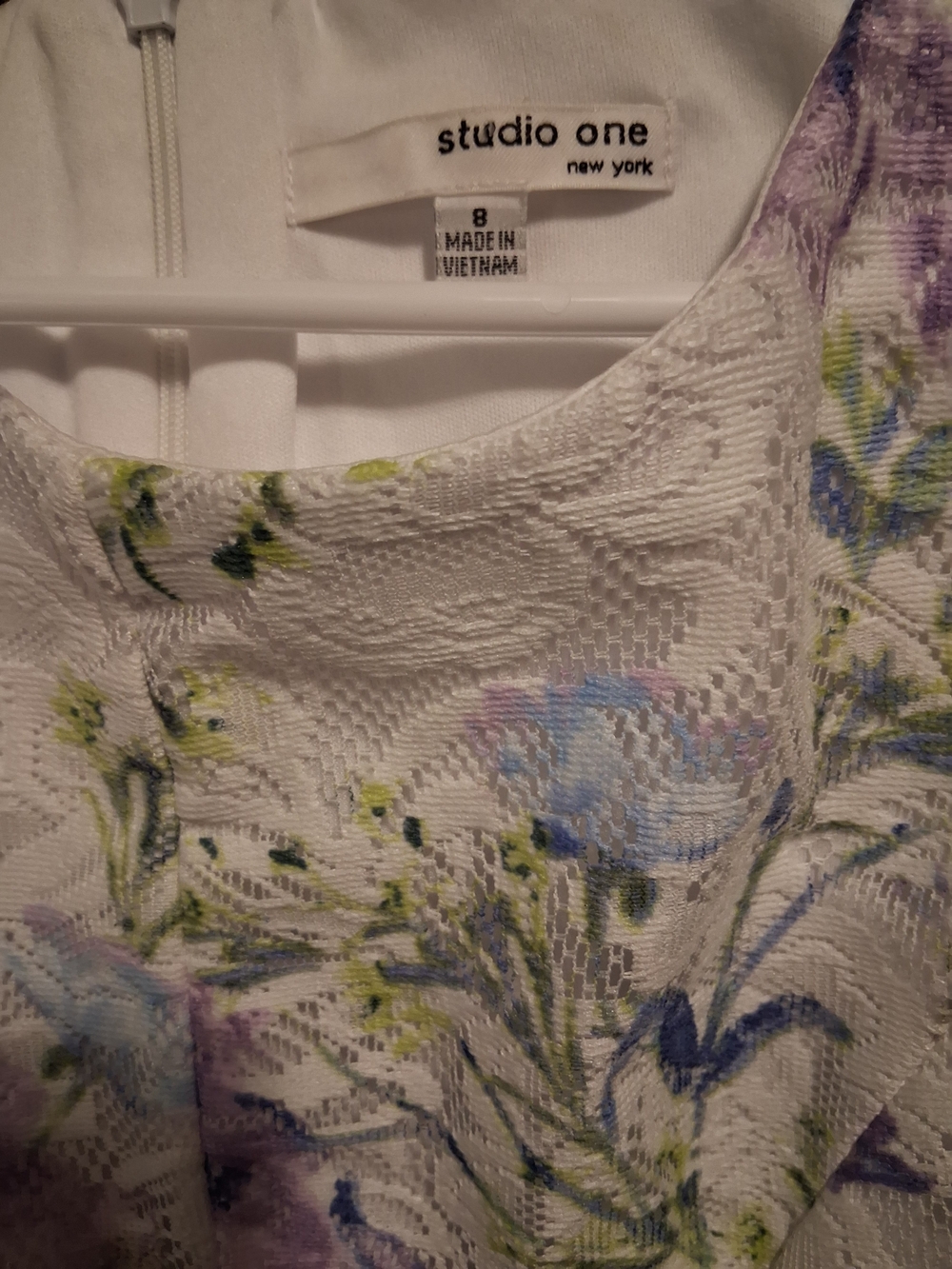 Studio One White Floral Textured Dress